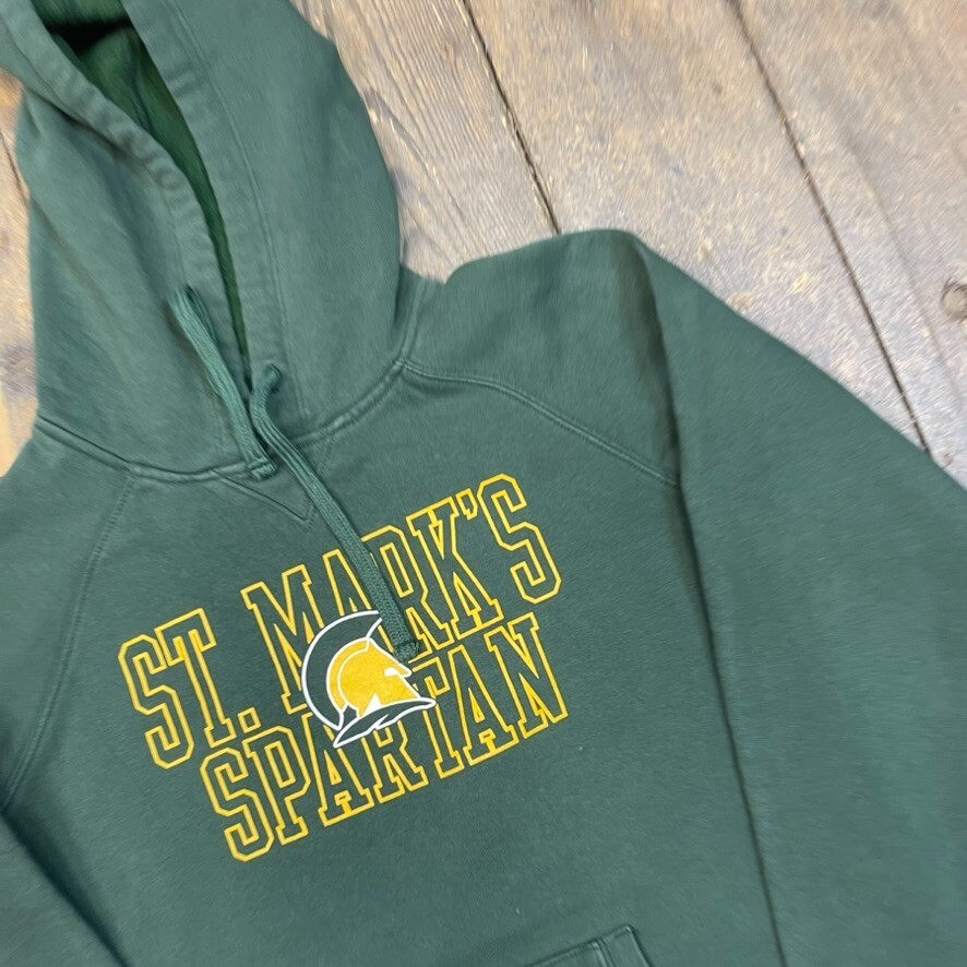 Champion Hoodie Mens Y2K Pull Over St. Marks's Spartans Sweatshirt, Green, Large image 4