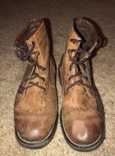 Youth Kids TONY LAMA Size 13 Brown Leather Kiltie Lace-up Boots Ankle
