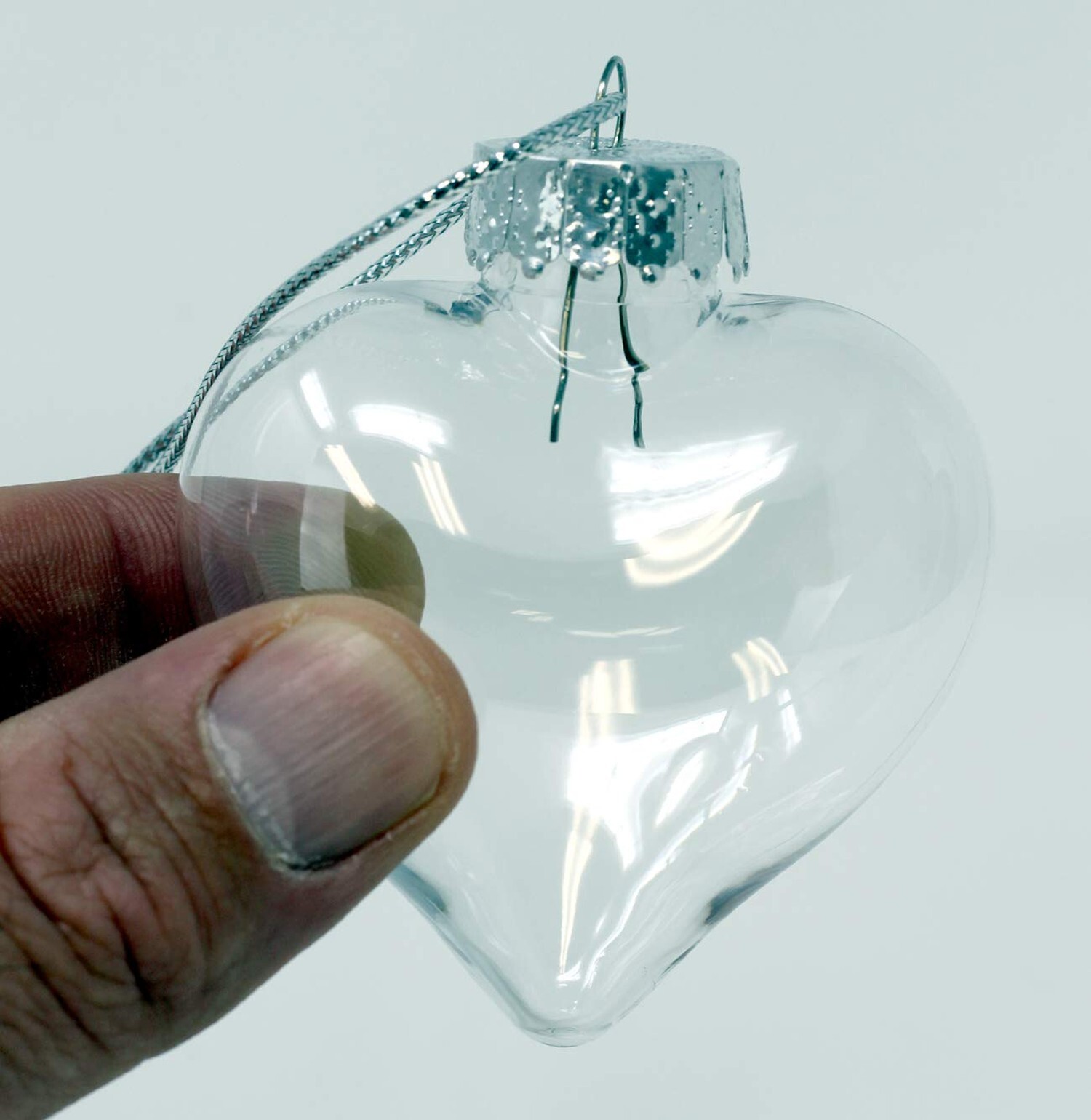 Creative Hobbies Bulk Pack of 24 - Heart Shape Clear Plastic Christmas Orname...