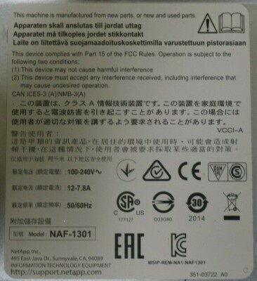 NetApp FAS8020 NAF-1301 3U Filer System Dual Controller Modules