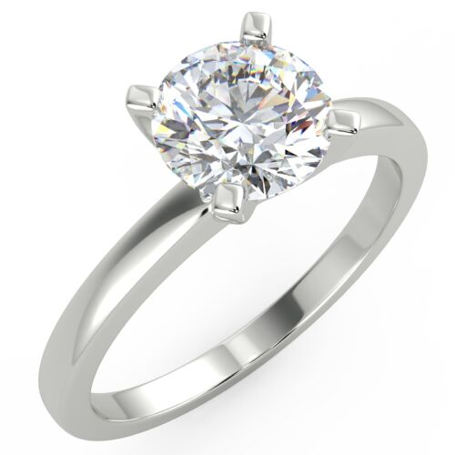 1.1 Ct Round Cut SI2/E Solitaire Diamond Engagement Ring 14K White Gold