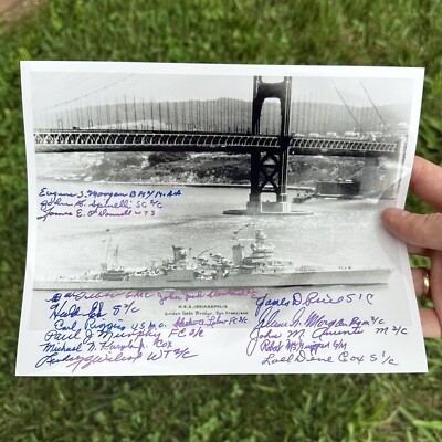 ORIGINAL USS Indianapolis Survivor Signed Ship Photograph 16 Survivor Signatures