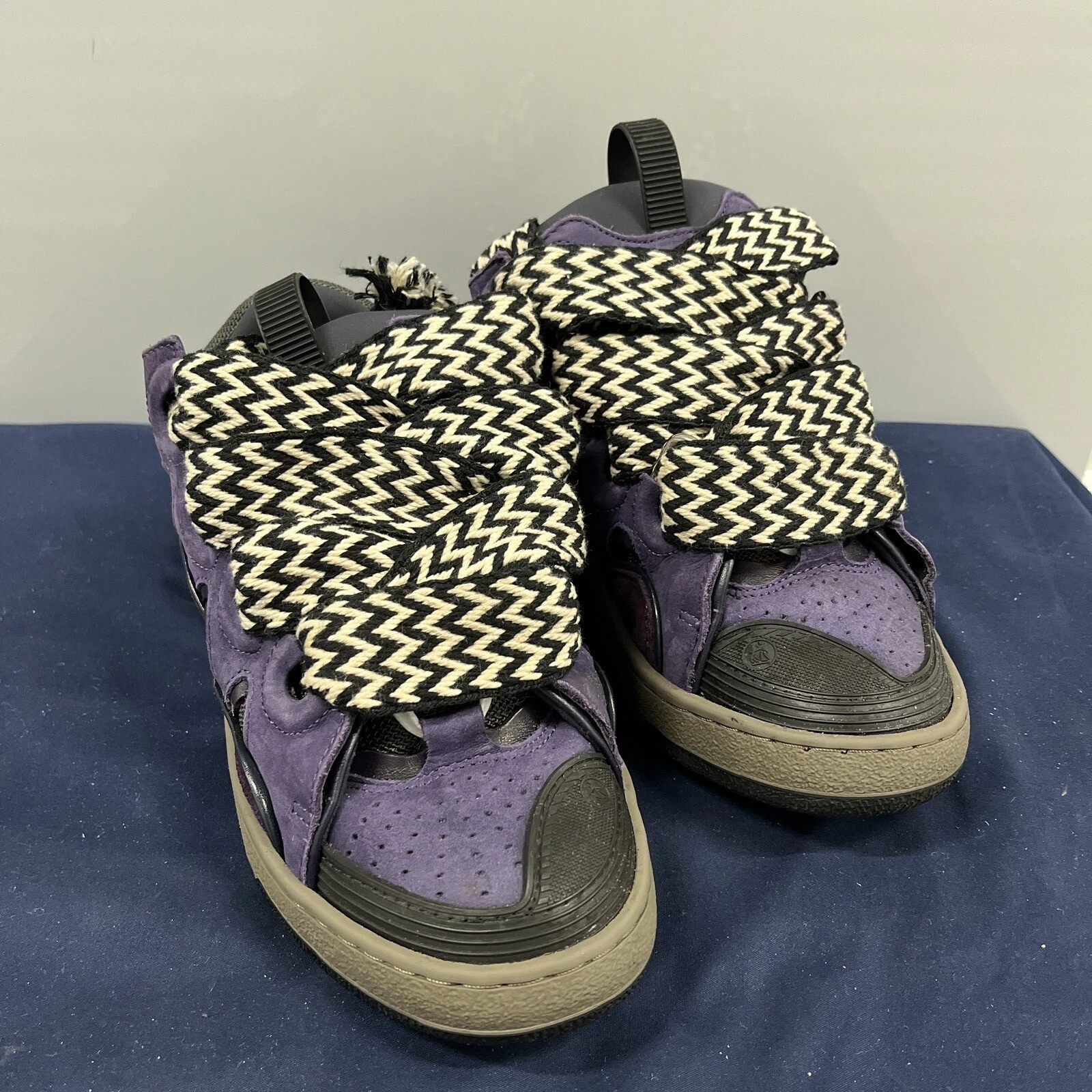Lanvin — $970 Lanvin Women's US 5 /EU 36 Suede Curb Sneakers Raisin Purple RARE