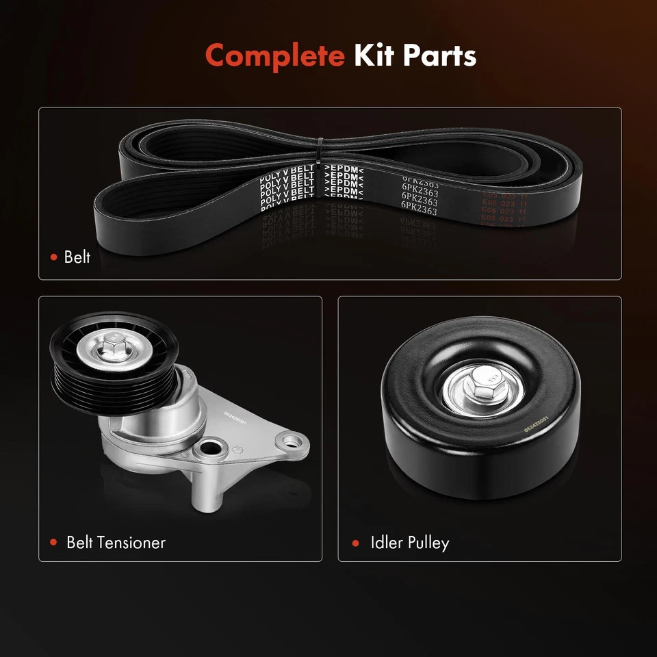 3Pcs Serpentine Belt Drive Component Kit for Chevrolet Silverado 1500 HD Tahoe - Image 4 of 4