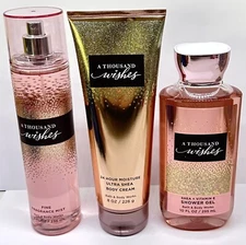 🌺BATH & BODY WORKS A THOUSAND WISHES SET OF 3 BODY MIST,CREAM,GEL🌺