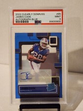2022 Clearly Donruss #65 James Cook Autograph-Blue /99 RC PSA Mint 9 Bills