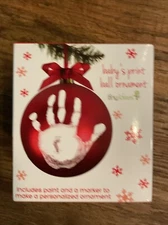 Tiny Ideas Baby’s First Christmas Hand Print Ball Ornament Red