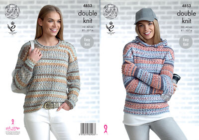 Easy Knit Damen Doppelstrickmuster Damen Hoodie & Pullover King Cole 4853