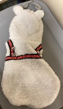Dog Christmas coat. NWOT Unbranded. White w/red trim and bells Med. Size