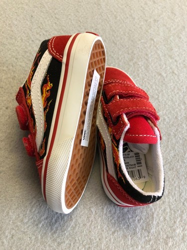 Vans Sneakers Bambino Ragazzo 5 Nuove Old Skool Inferno Fiamme Rosso Scarpe Casual - Foto 5 di 5