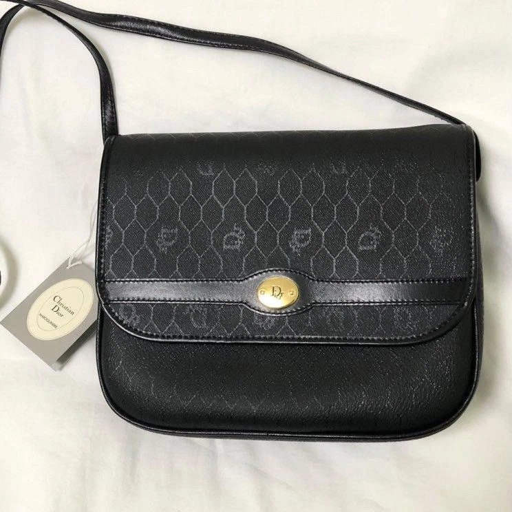 Sac bandoulière vintage Christian Dior noir 18 cm x 22 cm x 7 cm neuf jamais utilisé
