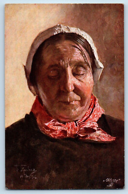 Germany Postcard Flemish Fisherwoman Prof Franz Skarbina c1910 Tuck Art