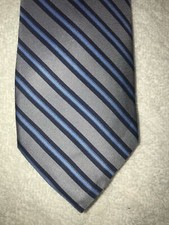 BROOKS BROTHER Silk Gray With Blue Stripe Design Tie BRAND NEW
