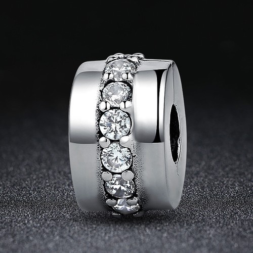 Hebilla de posicionamiento plata esterlina 925 dijes de carretera brillantes cuentas transparentes CZ VOROCO - Imagen 7 de 8