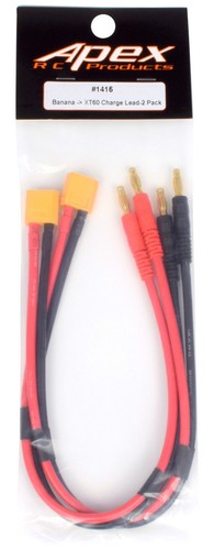 Apex RC Products XT60 - 4mm Banana Plugs Battery Charge Leads - 2 Pack #1415 - Picture 4 of 4