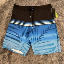 Burnside Board Shorts Mens 30 Black Blue Floral Beach Pool Quick Dry - New