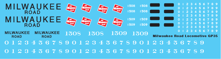 N Scale - Milwaukee Road Locomotive GP35 Decals
