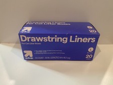 Drawstring liners for Cat Litter Boxes, 20 count. Size Lg, 20-inch x 18-inch.