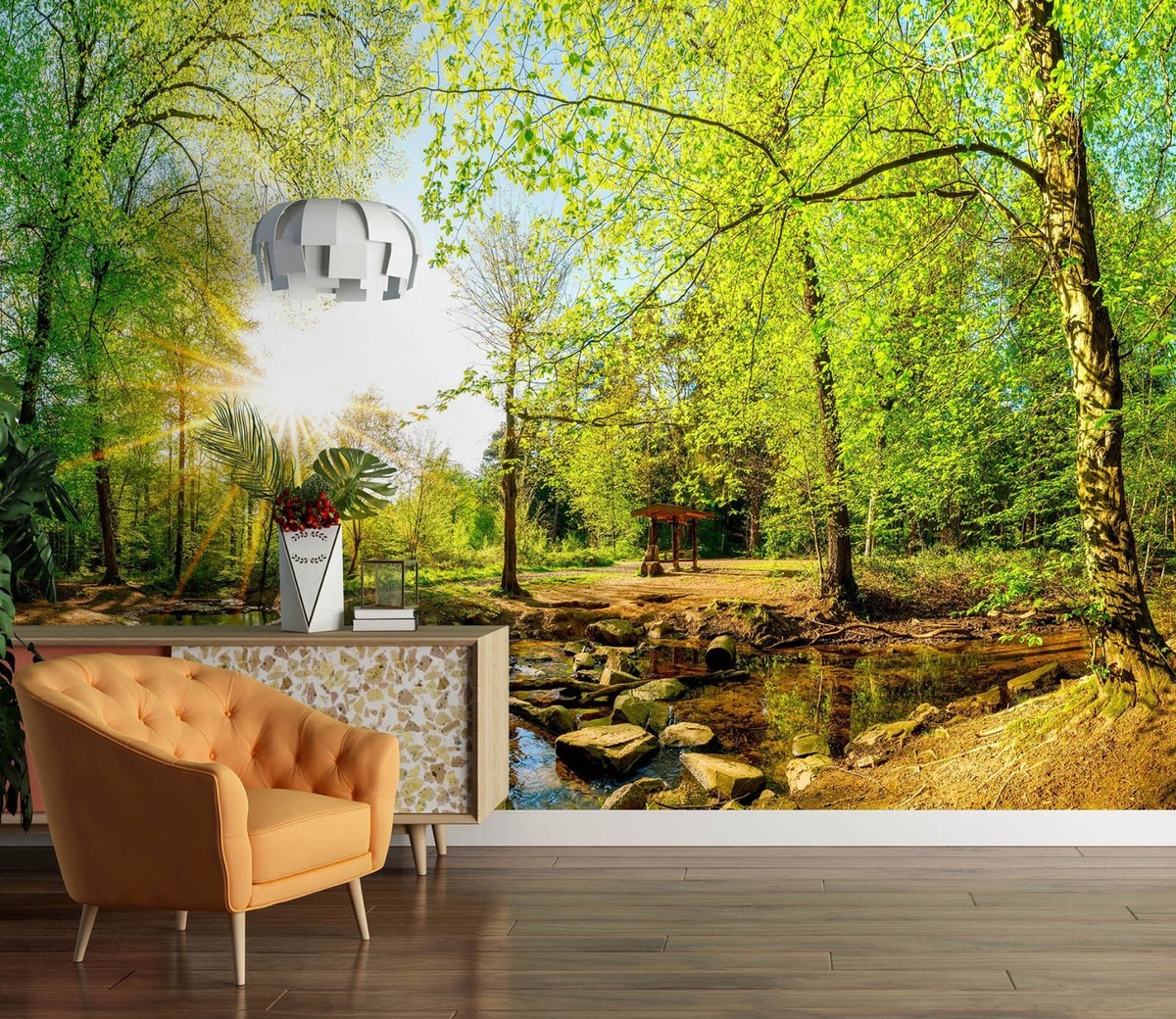 Autocollant Mural 3D Forêt De Montagne - Décoration Abordable Et Amovible - Design Romy - Fabriqué En Allemagne