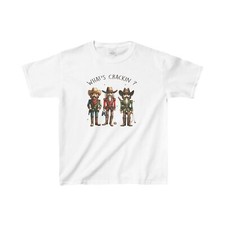 What's Crackin Cowboy Nutcracker Christmas Kids Heavy Cotton  Tee