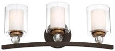Minka Lavery Studio 5 3 Light Bathroom Vanity, Painted Bronze / Brushed Brass