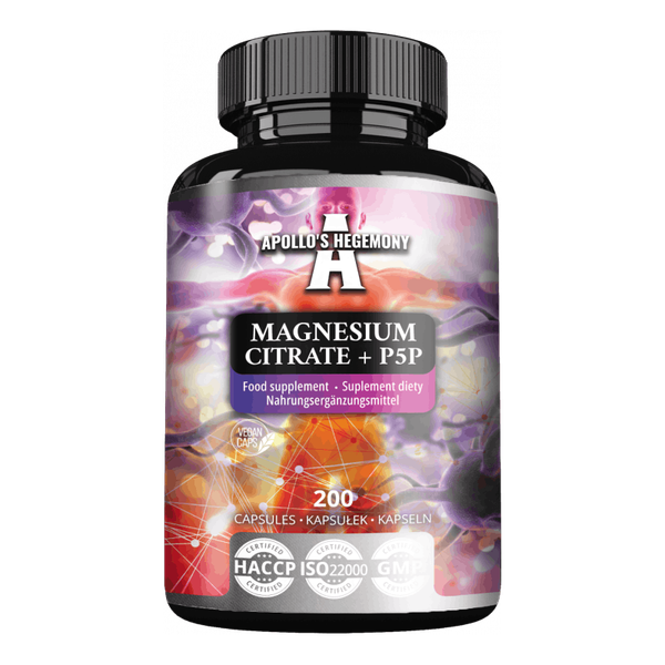 Apollo's Hegemony Magnesium Citrat + P5P 200 Kaps – Muskeln, Nerven, B6-image