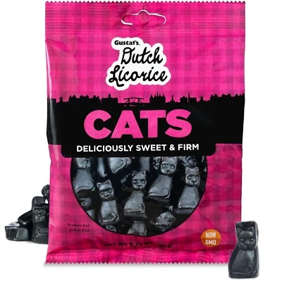 Gustaf's Traditional (Black) Licorice Cats 5.29 Oz Bag