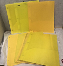 Two Pocket Poly Portfolio Folder with Prongs Yellow set of 5 with 2 Extra Free