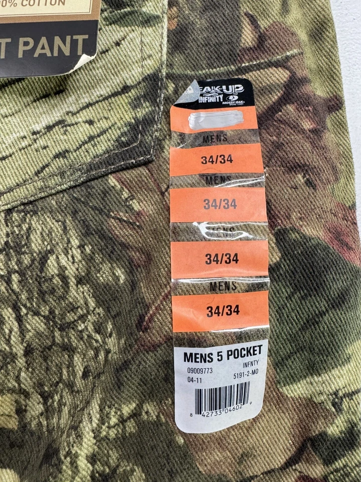 Mossy Oak Break Up Infinity Camouflage Denim Jeans Double Knee Mens 34x34 NWT! - Image 3 of 4