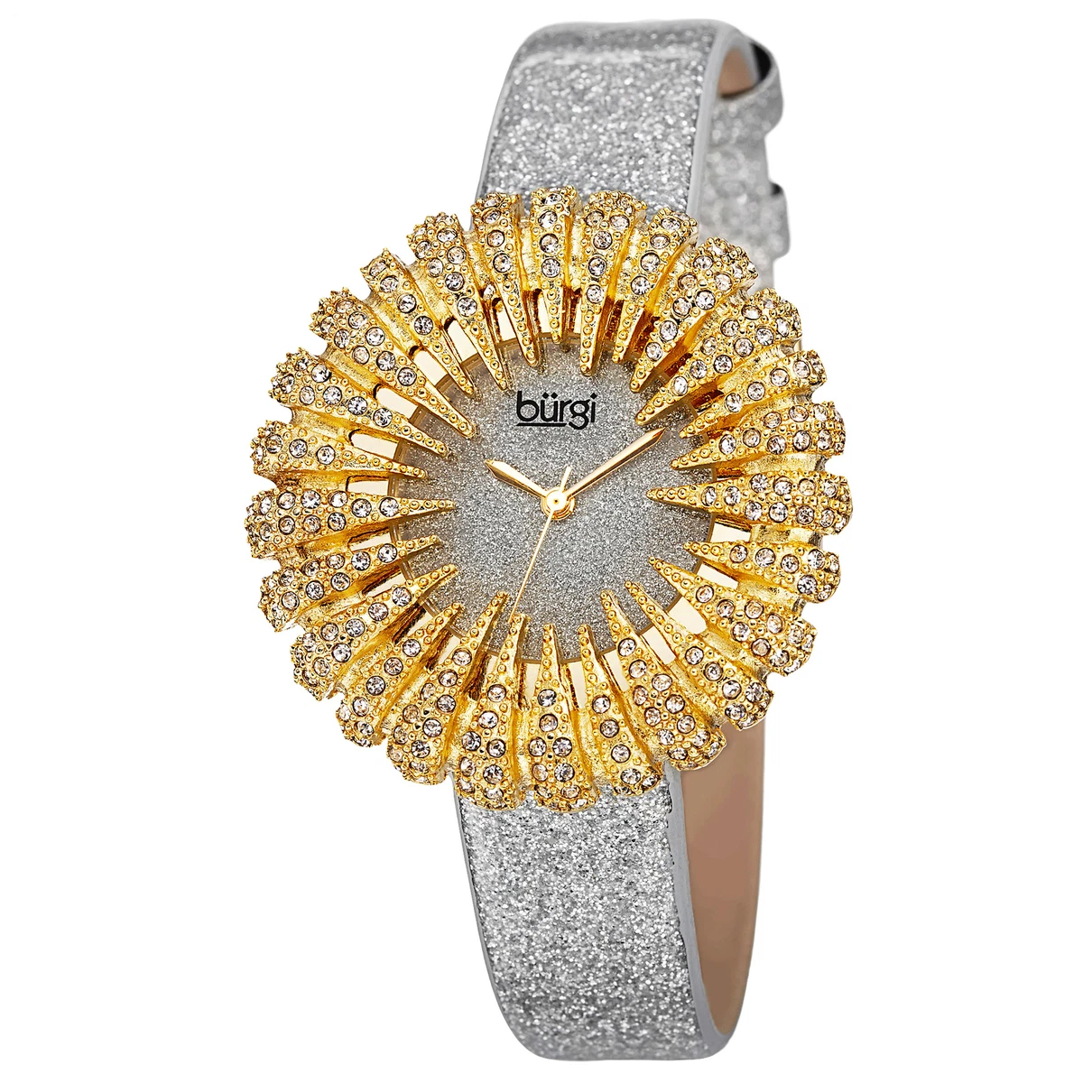 Women s Burgi BUR112YGW Dazzling Crystal Quartz Yellow Gold Silver