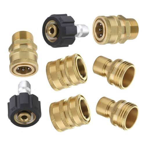8Stk Hochdruckreiniger Adapter Set 5000PSI M22 3/8 Zoll Schnellkupplung M22 14mm - Bild 2 von 9