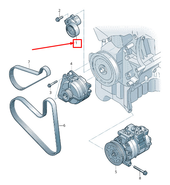 Amortisseur de tendeur de courroie Poly-V pour VW Caddy IV SA MK6 04E145299D
