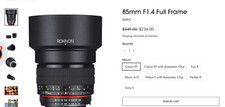 Rokinon 85mm F1.4 for Canon EF Mount