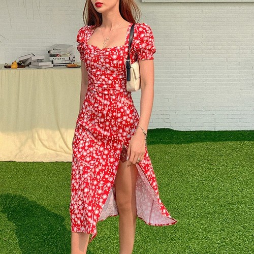 Vestido Elegante Midi Vintage Fiesta Para Mujer Estampado Floral Moda De  Verano | eBay