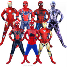 Boys Kids Spider-man Halloween Cosplay Costume Bodysuit Jumpsuit Hat Outfit
