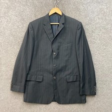 Valentino Suit Jacket Mens 44 Large Black Pinstripe Business Formal Event A1105