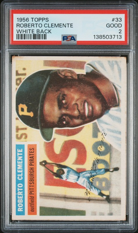 1956 Topps Roberto Clemente #33 White Back PSA 2