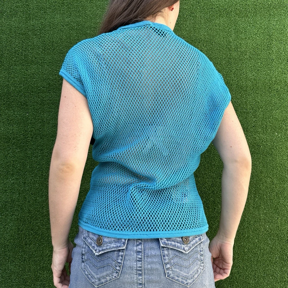 Vintage 34th Street Electric Blue Mesh Tank Top Muscle Tee 1980's Sz XL - Image 3 of 4