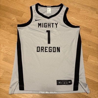 Nike Men s NCAA Oregon Ducks Mighty Logo #1 Basketball Gray Jersey Size Medium
