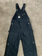 Carhartt R41 BLK Overalls 32x30 Duck Canvas Insulated Double Knee
