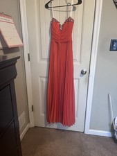 B. Smart Coral Sweetheart Sleeveless Beaded Pleated Long Gown Juniors 9