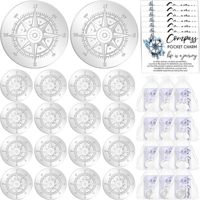 50 Sets Compass Pocket Tokens Bulk   Motivational Coins with ''Life Is a Journey