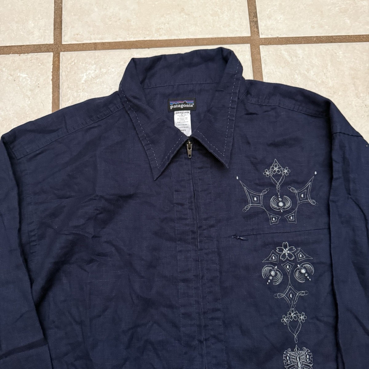 Vintage Patagonia Rhythm Embroidered Full Zip Up Shirt Men's Large