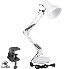 Sleek White Architect Desk Lamp with Clamp Bendable Arm for Enhanced Reading