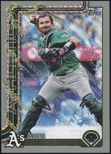 2025 Topps Holiday #H102 Shea Langeliers Silver Glitter Holiday Athletics