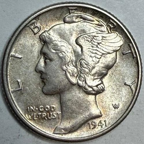 1941 D Uncirculated Mercury Silver Dime Bands! Exact Coin Imaged #MERC104