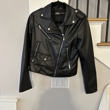 ZARA Womens Black Biker Jacket with Zipper, B...