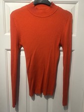 Orange Ribbed Turtle Neck Jumper- Primark, Size S