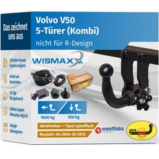 ANHÄNGERKUPPLUNG abnehmbar für Volvo V50 07-12 +13pol E-Satz SPEZ