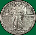 1917 Type 2 Standing Liberty Quarter Choice Almost Uncirculated AU+/UNC #42528